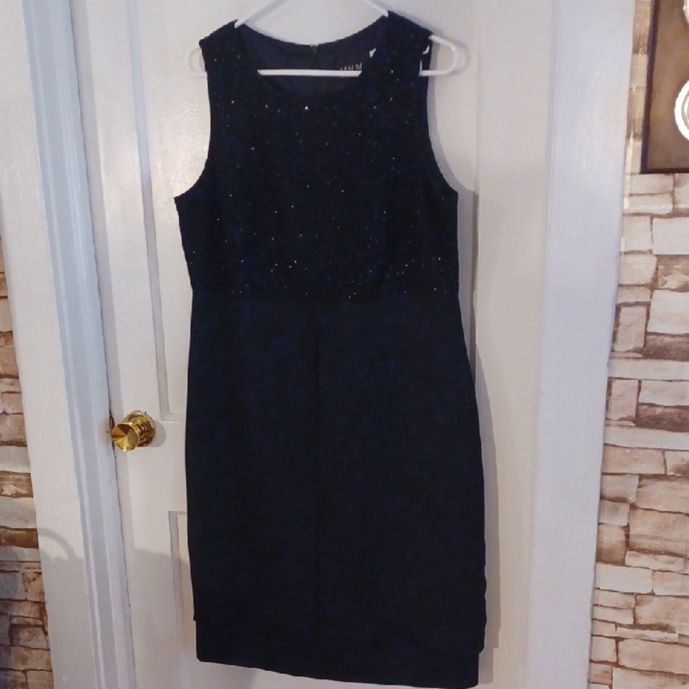 Elegant Black Sleeveless Dress Womens Size 14